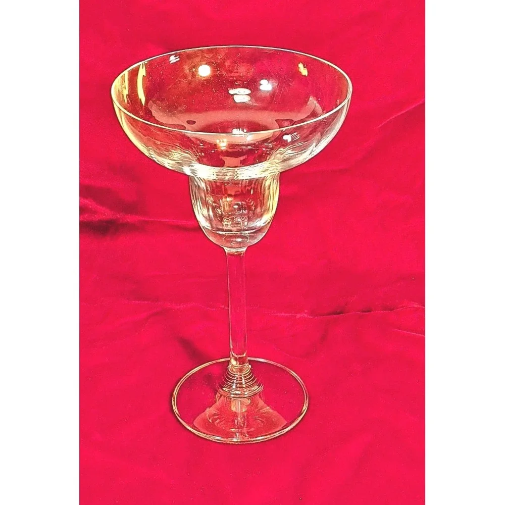 Set of 4 Clear Glass Margarita Glasses Ribbed Well Stemmed Barware Cocktail Set